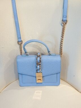 Aldo Baby Blue Top Handle Crossbody with Gold Chain